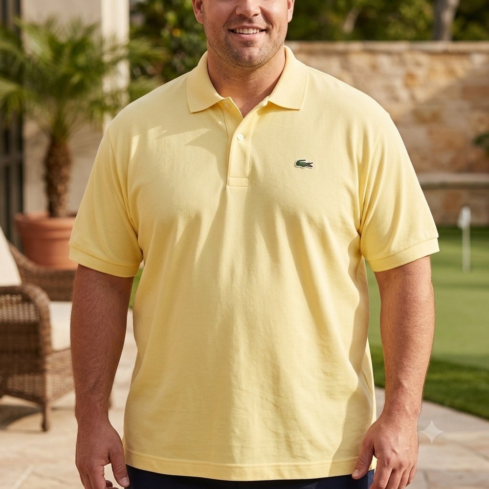 Lacoste Polo Shirt Mens 4XL 9 Yellow Classic Fit L1212 Cotton Pique Short Sleeve